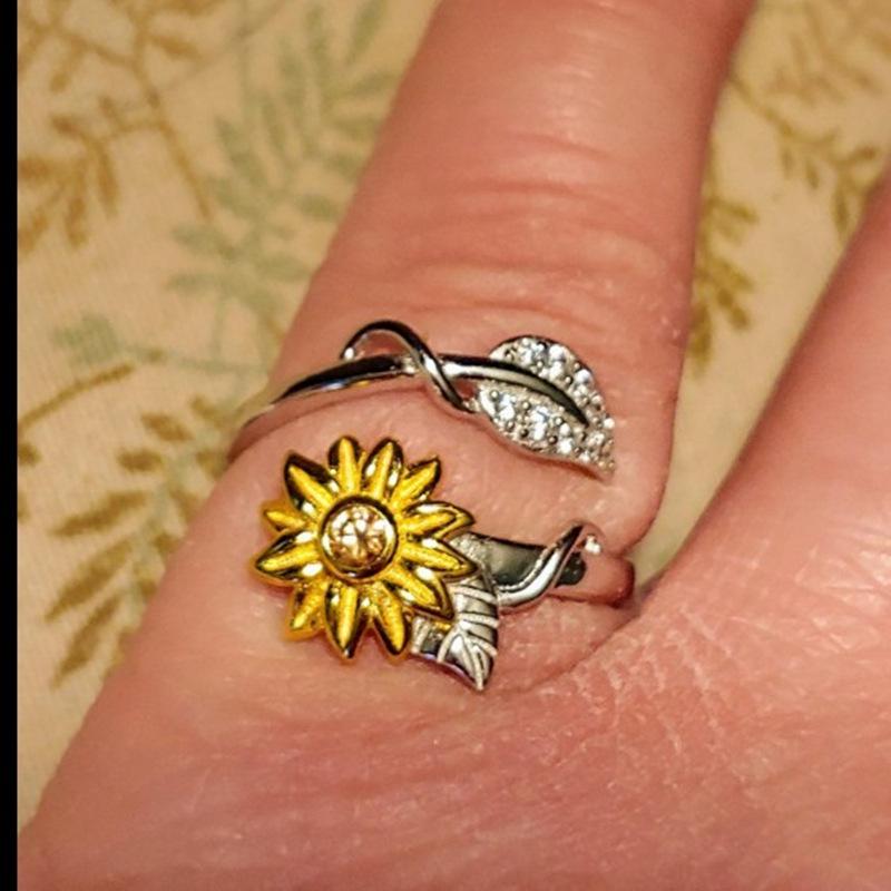 Sunflower Daisy "You Are My Sunshine" Open Ring