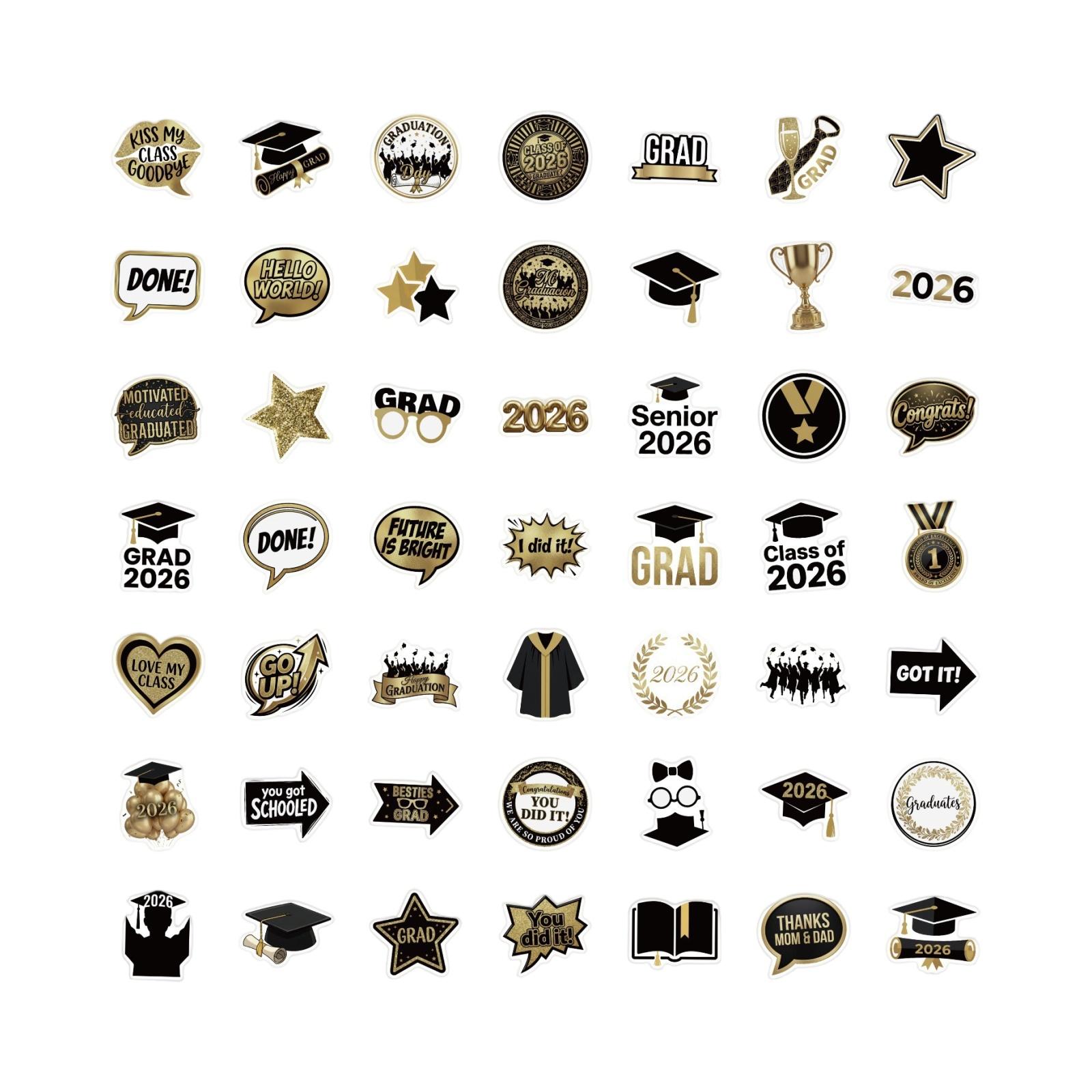 

50 Stickers For The 2026 Graduation , Graduation Happy Decoration, Water Cup, Mobile Phone Stickers One Size