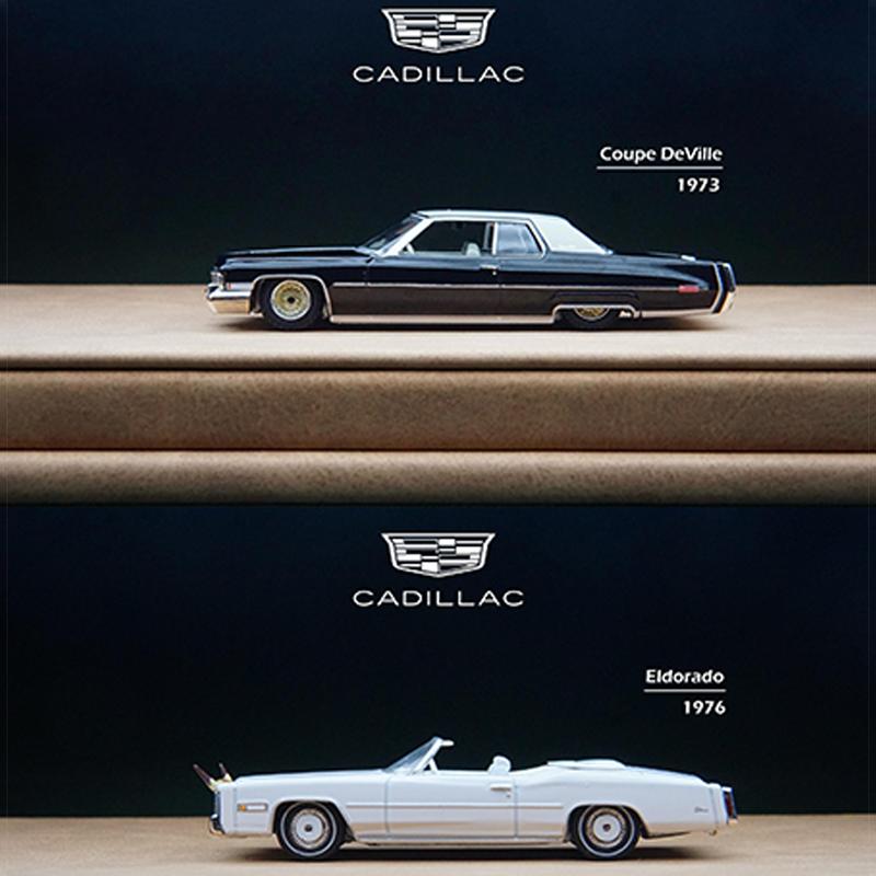 Greenlight 1:64 1973 Cadillac Diwei 1976 Cadillac Eldorado Convertible Simulation Alloy Miniature Diecast Car Model Toy Gift