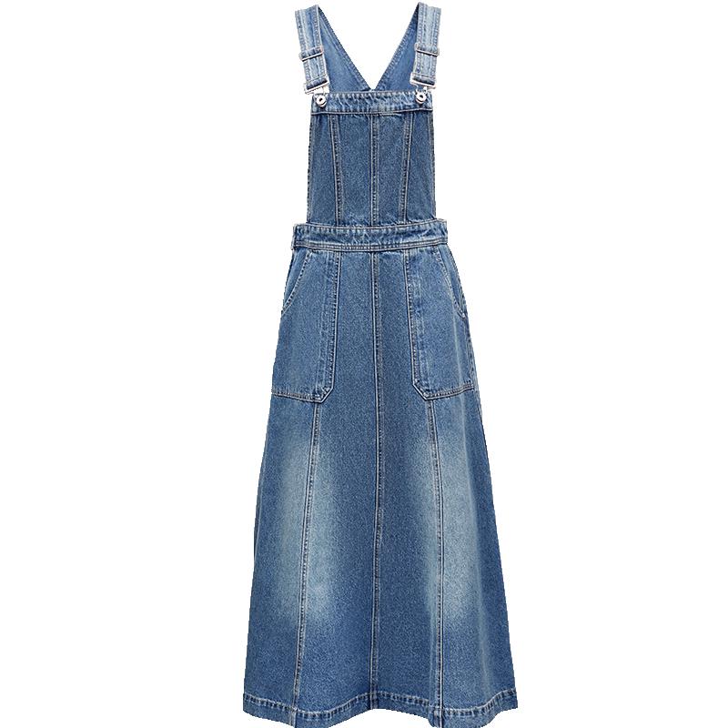 

ТОЛЬКО Женское Ретро Джинсовое Платье-Сарафан с Потертостями XS