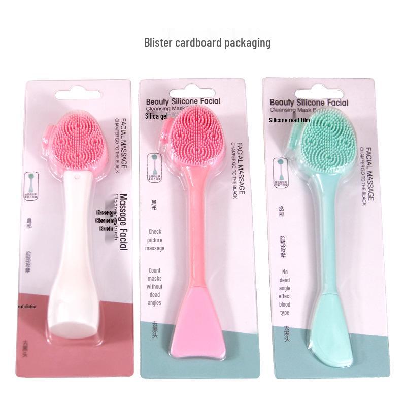 

New Double-Headed Silicone Facial Cleansing Brush with Mask Mixing Stick