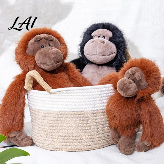 Comfortable Companion Gift Plush Gorilla Doll Realistic Stuffed Animal Toy for Kids Soft Fluffy Huggable Doll Orangutan Plushie with Thick Long Fur,