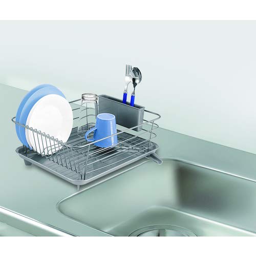 Asvel N-Pos? Slim Dish Drainer, Double-Coated, for Vertical and Horizontal Use, Silver, 5531