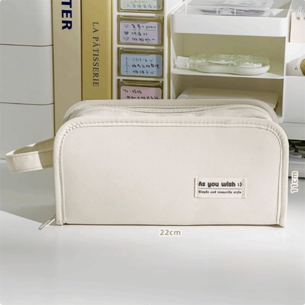 Large Capacity Pencil Case Solid Color Cosmetic Bag Durable Pen Bag Organizer  Boys Girls