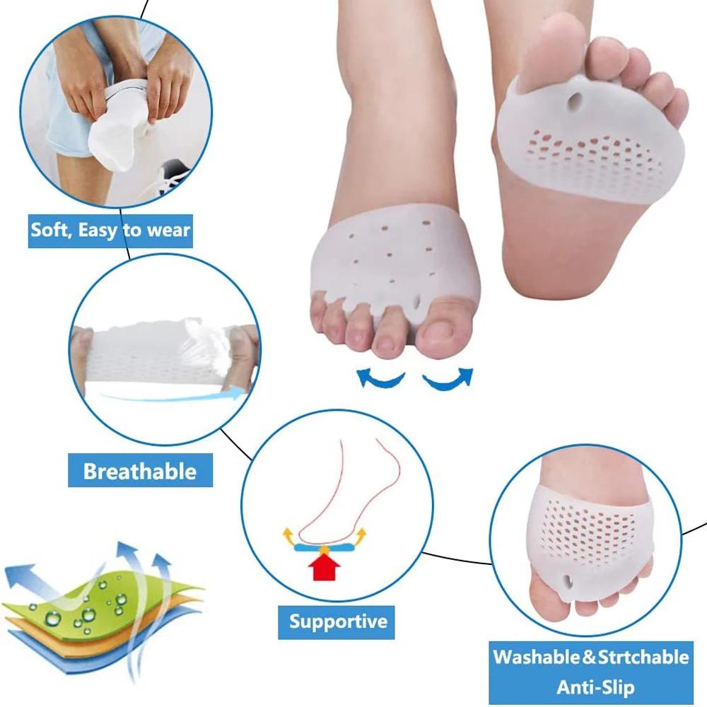 2 pezzi Cuscinetti Metatarsali in Silicone Separatore Dita Correttore Alluce Valgo Ortesi per Borsite Dito Massaggio Avampiede Calzini Cura dei Piedi Anche
