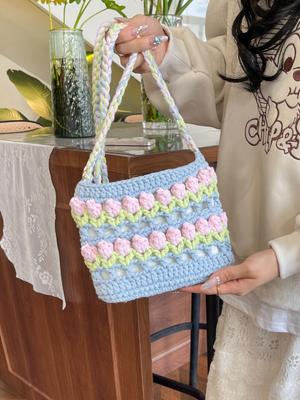 Zestaw DIY Tęczowy Tulipán: Letnia Torba Dopaminowa Ręcznie Robiona - Na Ramię/Przez Ramię