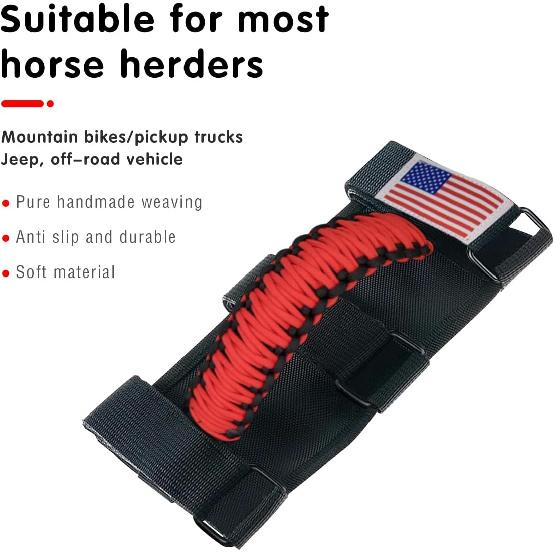 HZEL 2PCS Roll Bar Grab Handles, Oxford Cloth Upgrade Metal Buckle Paracord Grip Handles, Durable And Strong Car Accessories, Compatible With