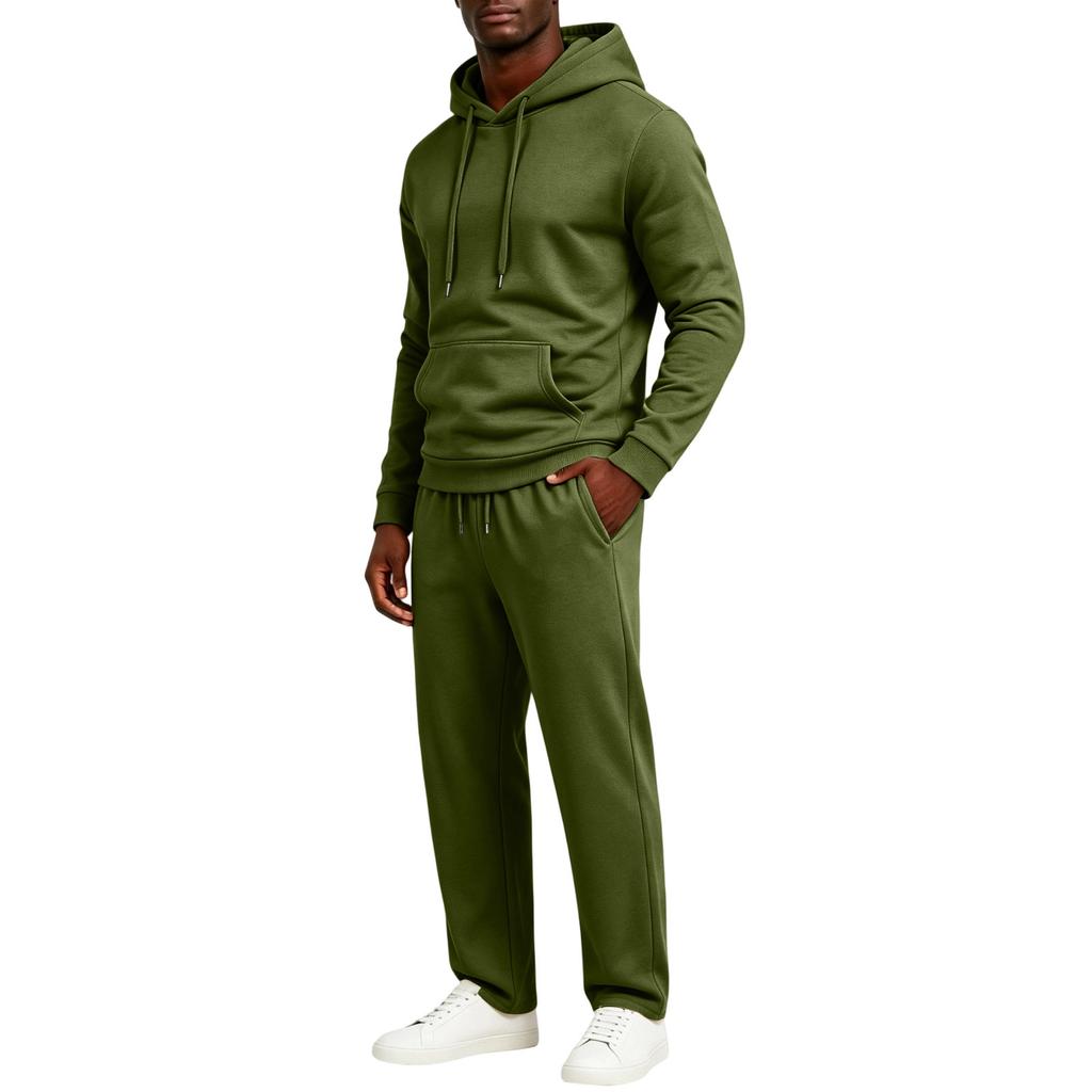 Men's Hoodie and Jogger Pants 2 Piece Outfit Set Casual Color Pullover Sweatshirt with Elastic Waist Tapered Leg Pants