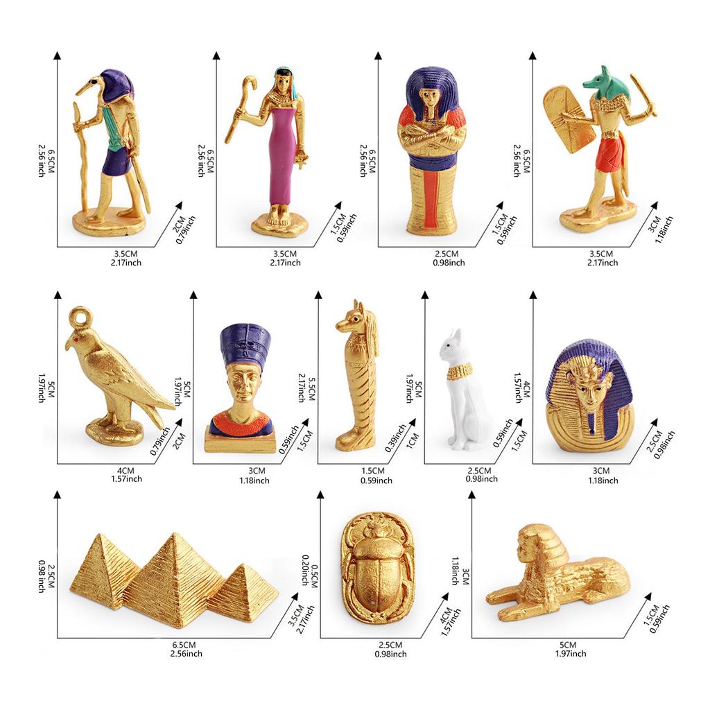 12 Pieces Ancient Egypt Toys Egyptian Statues Figure Interactive Pyramid Mummy for