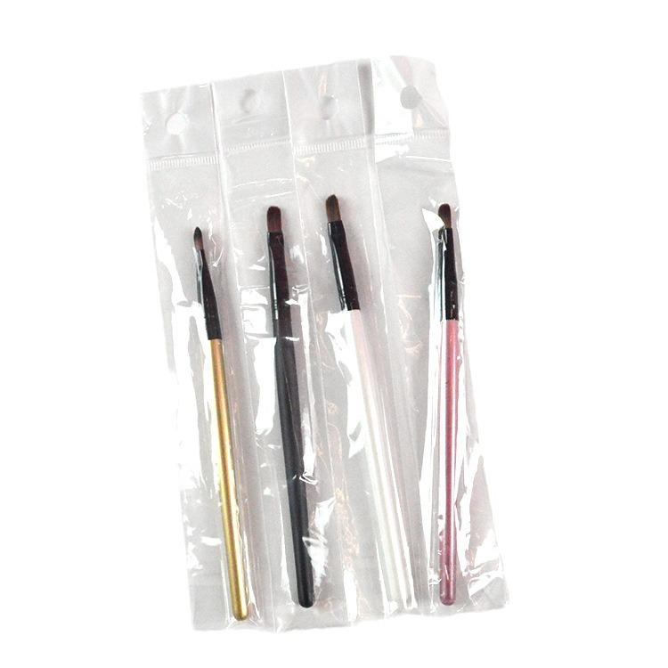Long Handle Synthetic Fiber Lip Brush with Wooden Handle for Makeup and Concealer