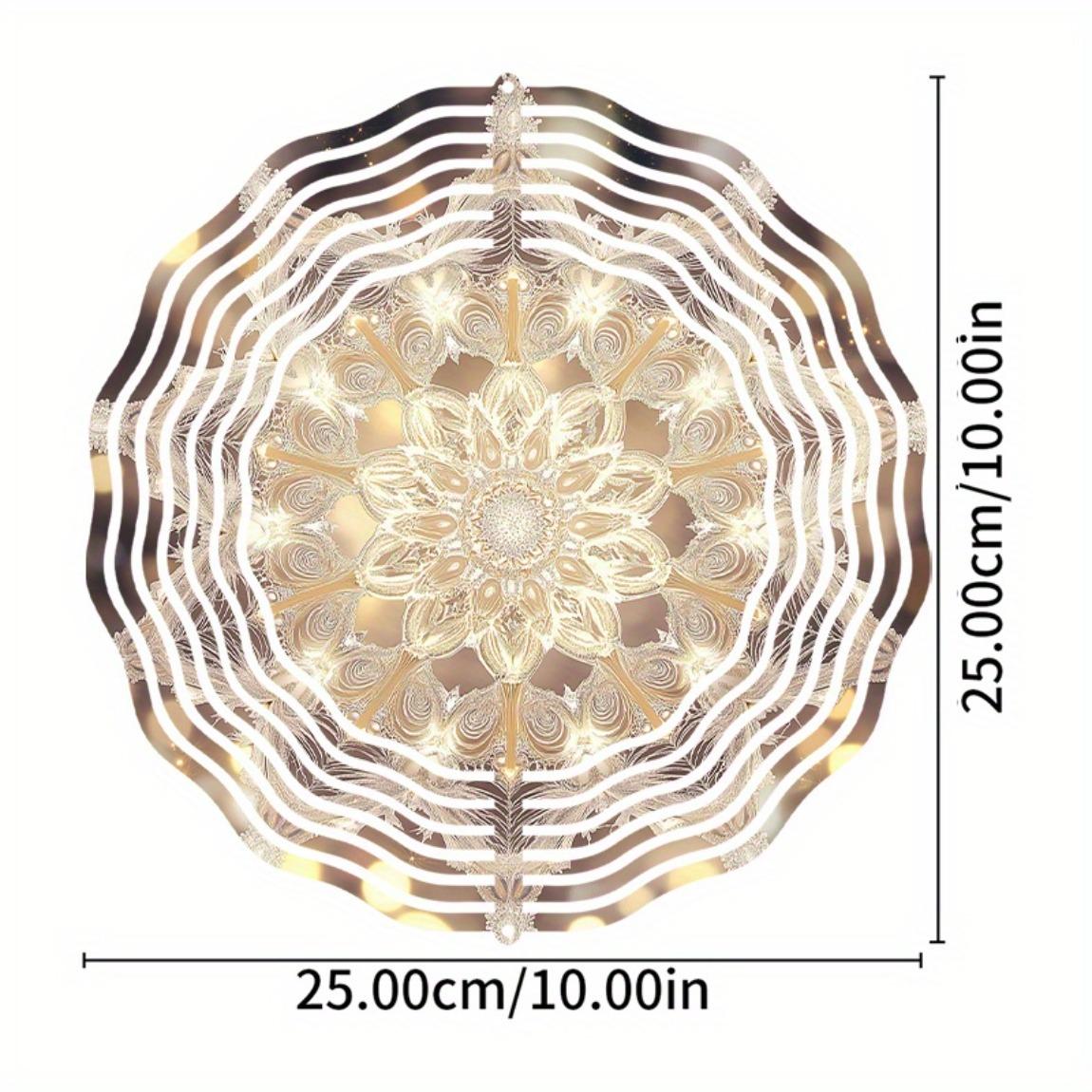 

10-дюймовый металлический ветряной спиннер, дизайн «Снежинка», уличный декор для сада, патио, балкона, вращающийся на 360 градусов крючок, не требует батареек, подарок 01A