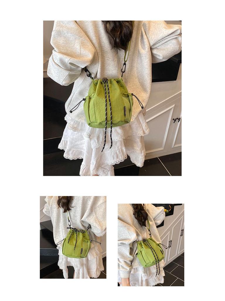 Japanese-Inspired Niche Drawstring Bucket Bag, Versatile Crossbody for Commuting and Outdoor Sports Casual Use