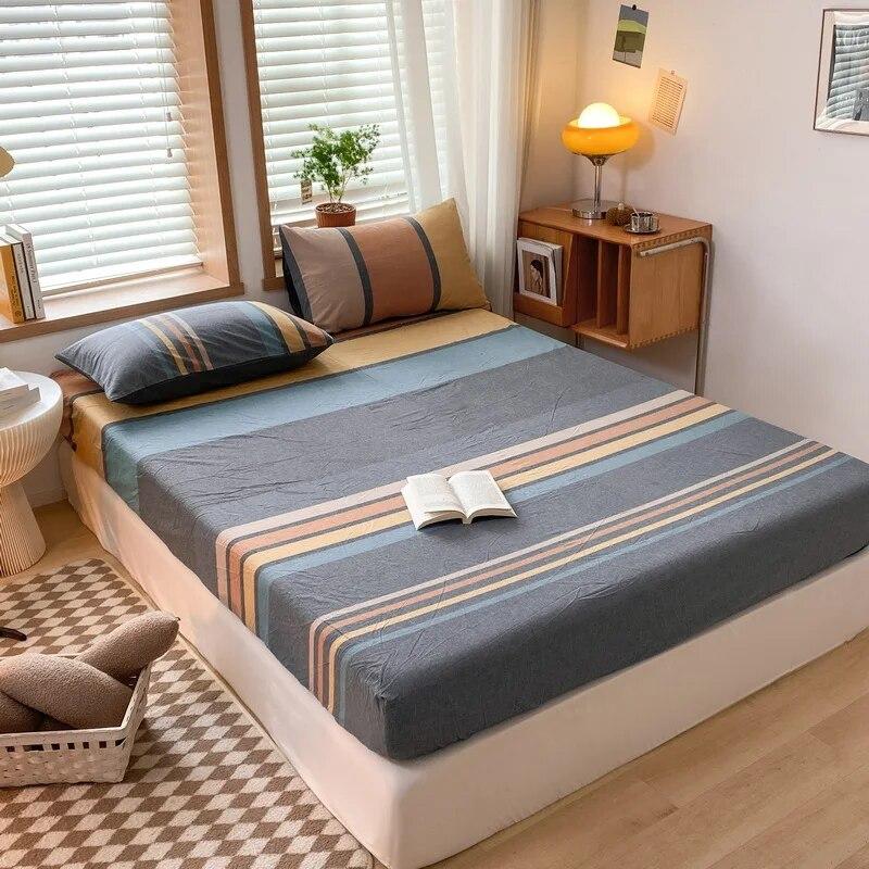 Alle mit Baumwolle gewaschenen, mit Garn gefärbten Matratzenauflagen, hautfreundlich, langlebig, Tagesdecke, Latex-Polsterbezug, 150 x 200, 180 x 200, 160 x 200 2pc Pillowcase48x74 gray