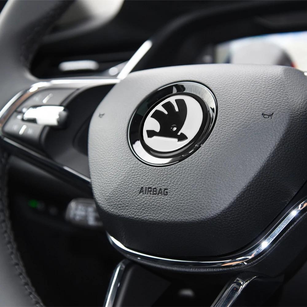 2025 Horký 47mm Samolepka na volant do interiéru auta Dekorativní doplňky Pro Skoda Superb Octavia Rapid Kodiaq Kamiq Karoq Fabia