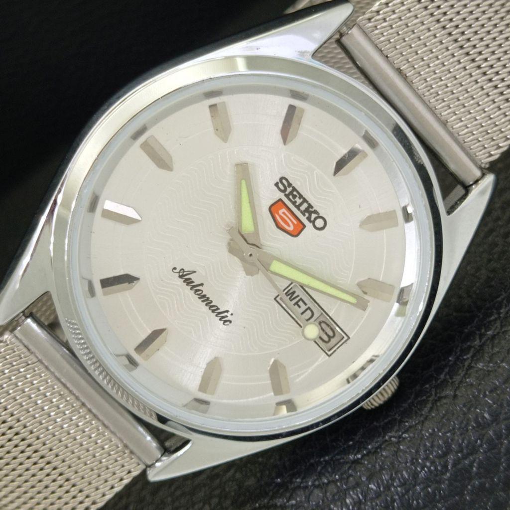 VINTAGE SEIKO 5 AUTOMATIC 6309A REFURBISHED JAPAN MENS SILVER WATCH a701721-5 R206c-a701721