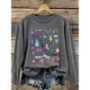 2026 New Women Autumn Winter Tops Letter And Insect Print Crew Neck Long Sleeve T Shirt Can Be Worn As Inner Layer