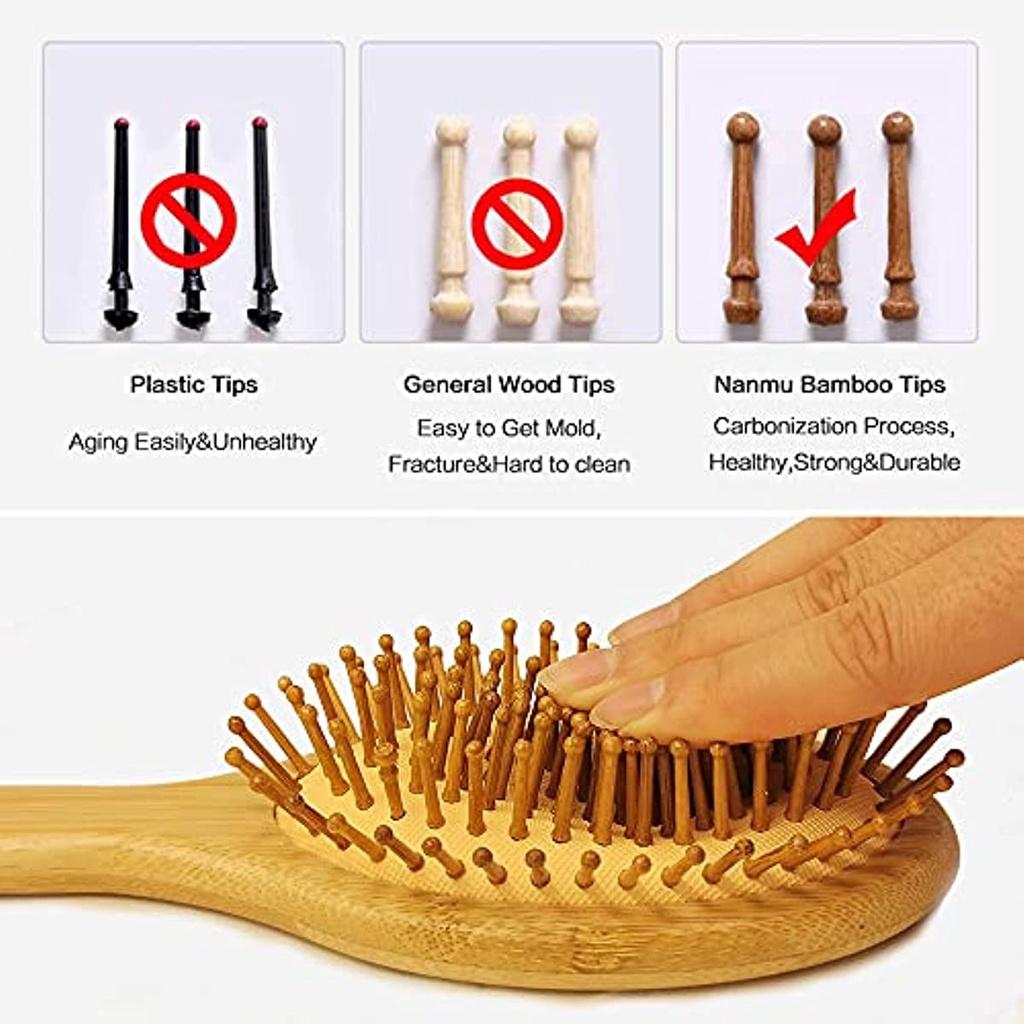 Natürliche Bambus-Haarbürste, Massage, antistatische Haarbürste, ökologisch, für alle Haartypen, für Männer und Frauen