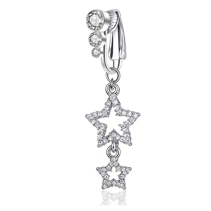 Fashion Butterfly Pentagram Non Perforated Navel Clip On Umbilical Navel Fake Pircing Zircon Cartilage Clip On Body Jewelry