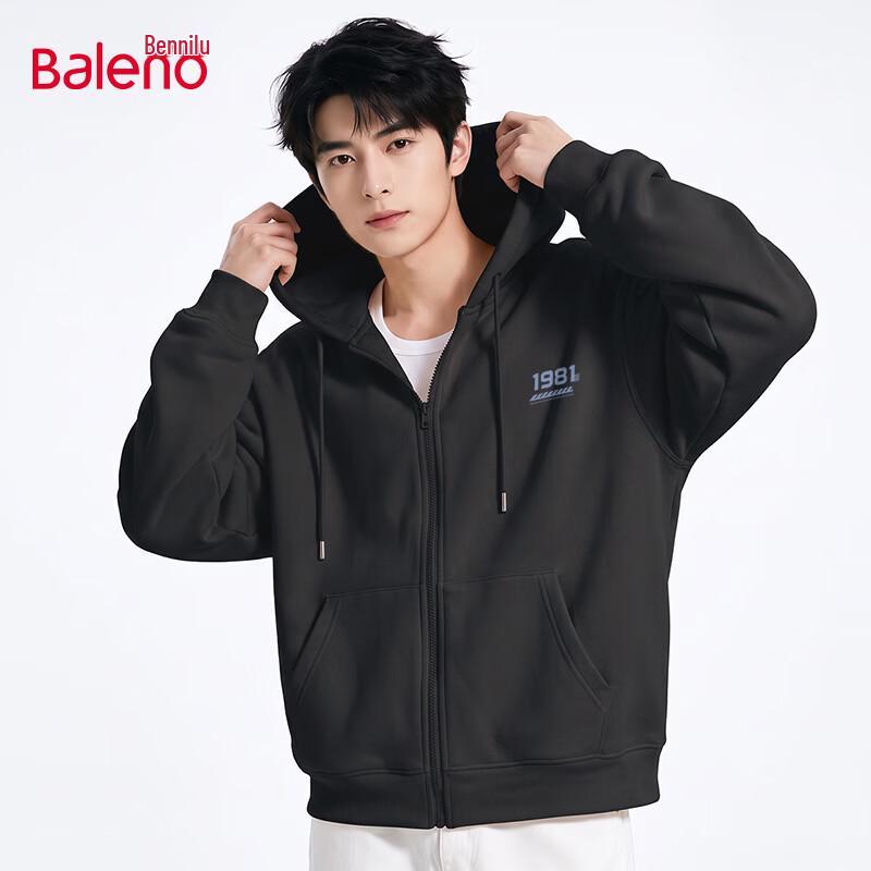 Baleno Men's Oversized Graphic Hooded Zip-Up Sweatshirt