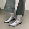 Móda Dámské úzké kotníkové boty se špičatou špičkou Módní čtvercový nízký podpatek Elegantní dámské krátké boty se zadním zipem Dámská obuv