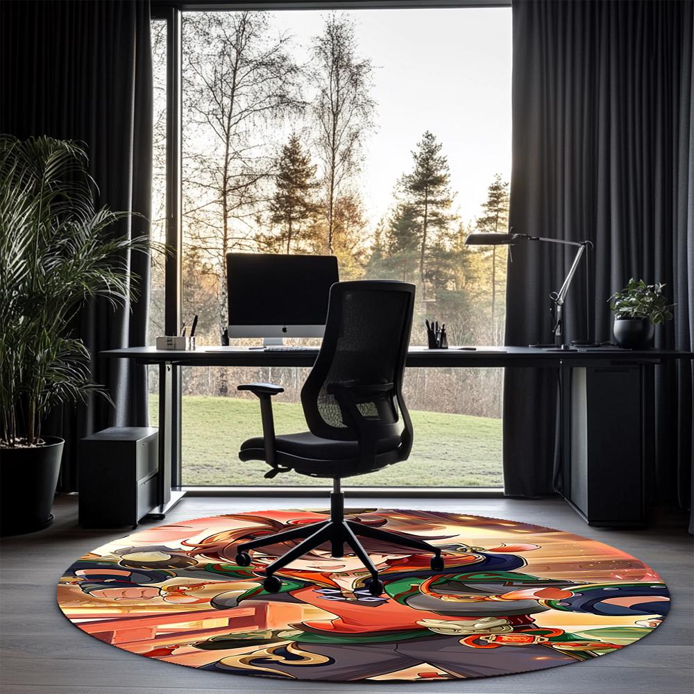 Genshin Impact Printed Round Rug Carpet Chair Rug Area Rug Entryway Doormats,for Office Chair Living Room Bedroom Kitchen Room.