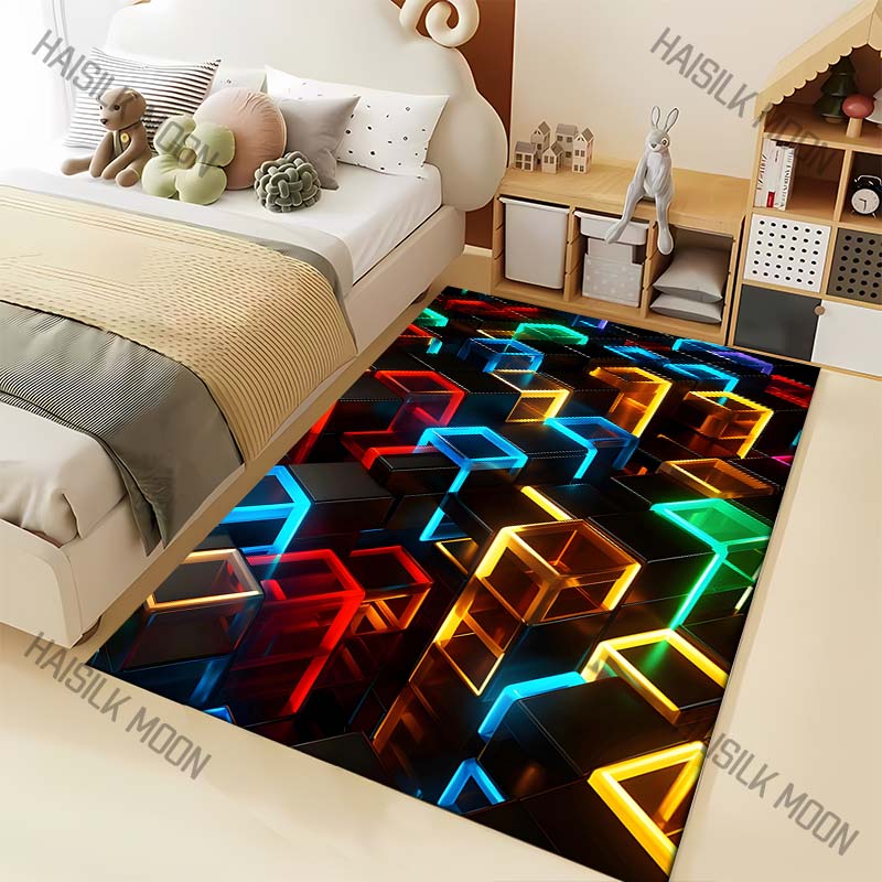 

Colorful 3D Cubes Pattern Carpet for Living Room Bedroom Bedside Floor Mat Sofa Table Area Rugs Home Decor Large Size 40x60cm