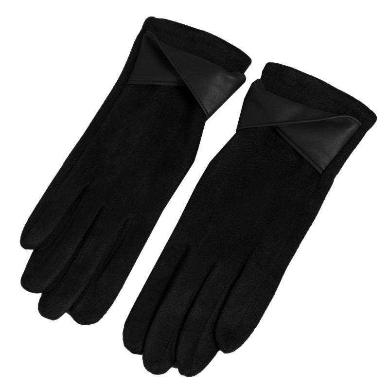Women's Sueded Gloves with Fleece Lining for Warmth and Stylish Fashionable Bowknot Cuffs Hand Gloves for Daily Use