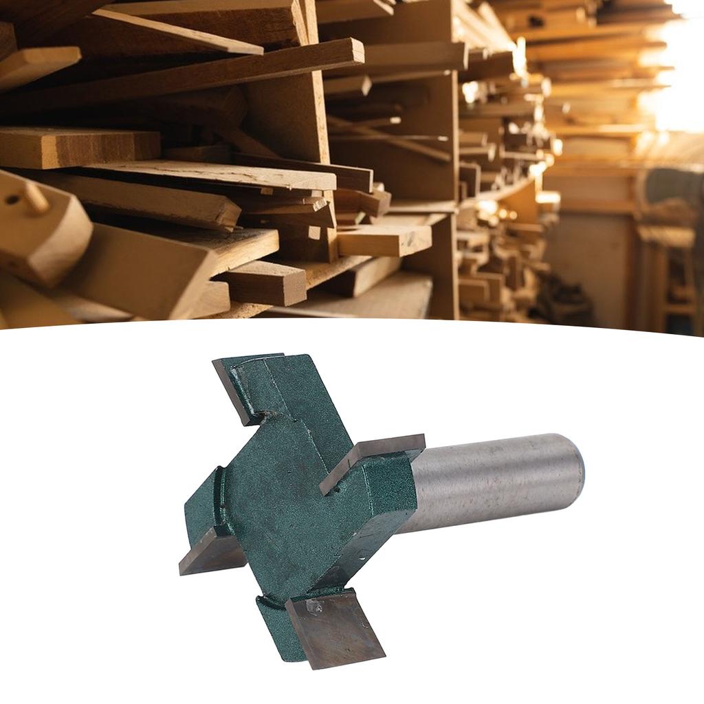 Freza CNC 4 Flute în Formă de T pentru Nivelarea Suprafeței Plăcii de Bază, Freză pentru Prelucrarea Lemnului, Coadă 1/2 Inch, 2 Inch