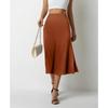 Damen Satinrock Sommer Lang Schlitz Professioneller A-Linien-Rock High Waist Rock