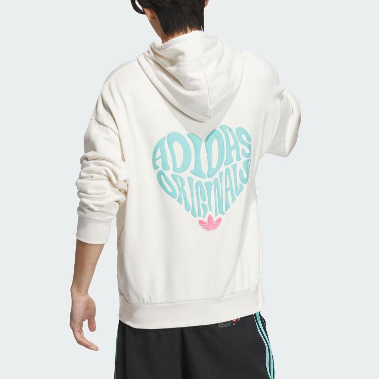 Adidas Originals SS24 V-Day Letter Print Sport Hoodie Unisex Tops Pink White JE3474