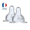 Biberon Initiation+ Anti-Coliques 3 Vitesses 0-6 mois Tétine Ronde Col Large Débit 2. Lot de 2 tétines.