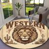 1pc General-purpose Rug, Cosmic Balanced Lion Printed Round Rug, Comfortable Office Chair Carpet, Home Entrance Floor Mat