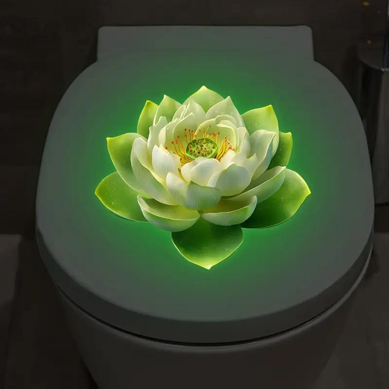 Glow-In-The-Dark Lotus Toilet Stickers Verwijderbare Zelfklevende Badkamer Decor Stickers Muursticker Huisdecoratie Toiletbrilsticker