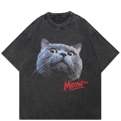 Streetwear Cat Graphic T-Shirt Cotton Tshirt Unisex Tops Tees Summer Short Sleeves T Shirt