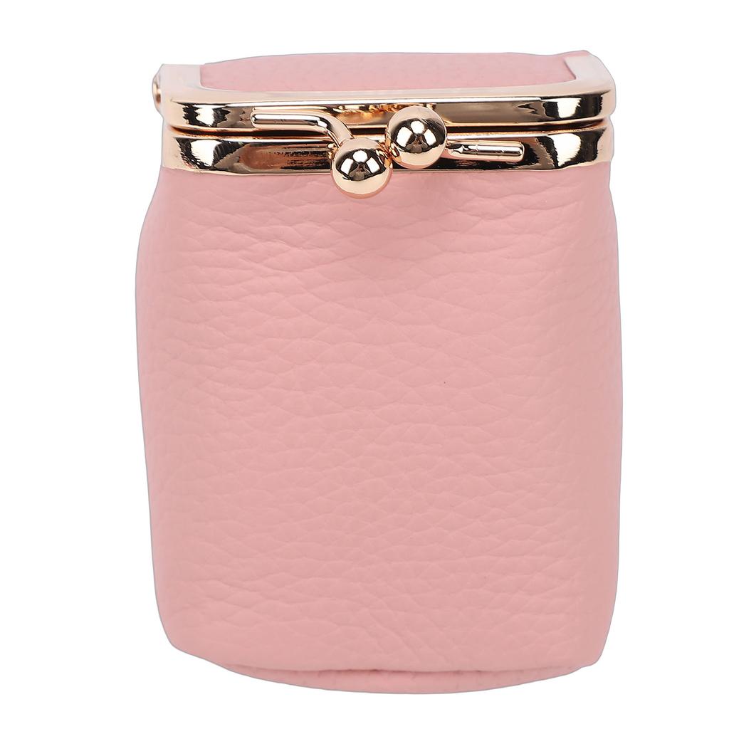 Étui à rouge à lèvres en cuir avec miroir Fermeture métallique Pochette de maquillage Mini étui cosmétique de voyage pour femmes Porte-cartes de crédit Cadeau