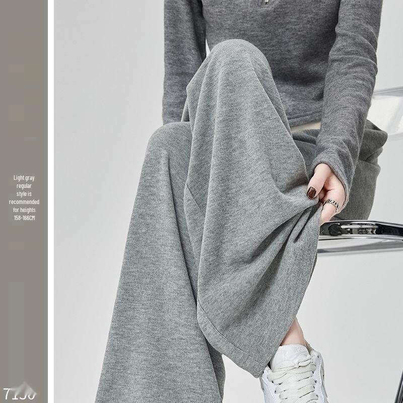 

High-waisted narrow-leg glutinous rice pants for petite women, soft drape, perfect for spring and autumn, with pockets. M (96-110 lbs)