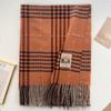 Double-sided plaid knitted fringed scarf women's autumn and winter new versatile thickened warm scarf student outer shawl