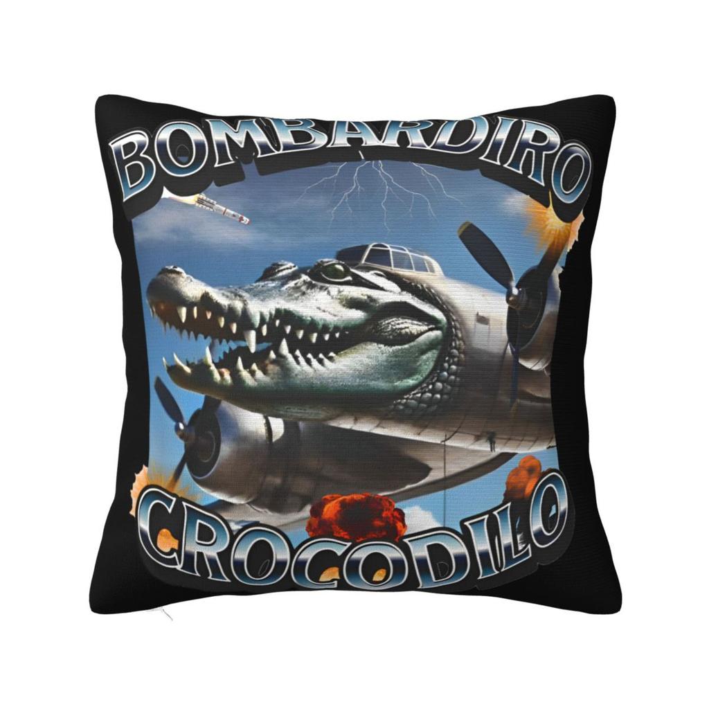 Brr Brr Patapim Italian Brainrot Pillowcase Polyester Cushion Cover Decor Meme Throw Pillow Case Cover Home Square 40X40cm