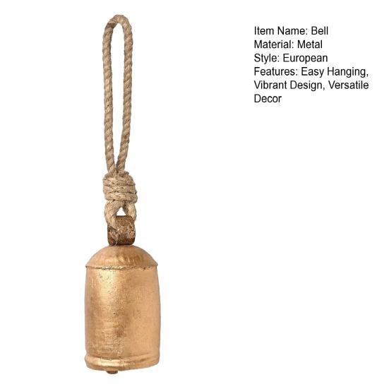 Jüt Asılı Halatlı Metal Vintage Çanlar Düğünler Partiler ve Noel Çelenkleri için Melodili Sese Sahip Dekoratif İnek Çanı Metal Rüzgar Çanları