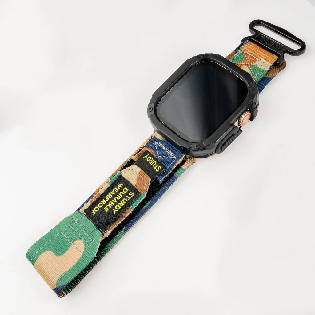 Cinturino in Nylon + Custodia per Apple Watch Ultra Band 42 46mm 49mm 44mm 41mm 45mm 40mm Braccialetto Sportivo Tattico per Iwatch Serie 10 9 8 7