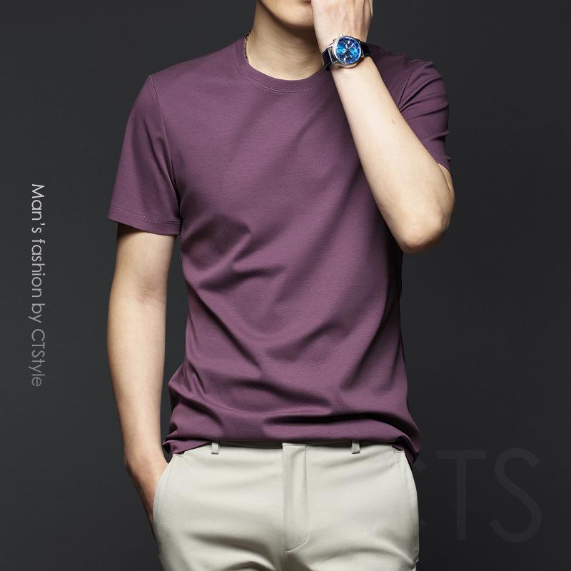 

Мужская летняя футболка с круглым вырезом и короткими рукавами, двухсторонний мерсеризованный хлопок, большой размер L