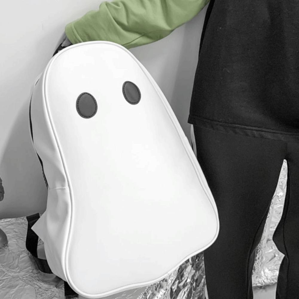 Harajuku Style Ghost Backpack Pu Leather Shoulder Bag Portable Students Book Bag  Couple