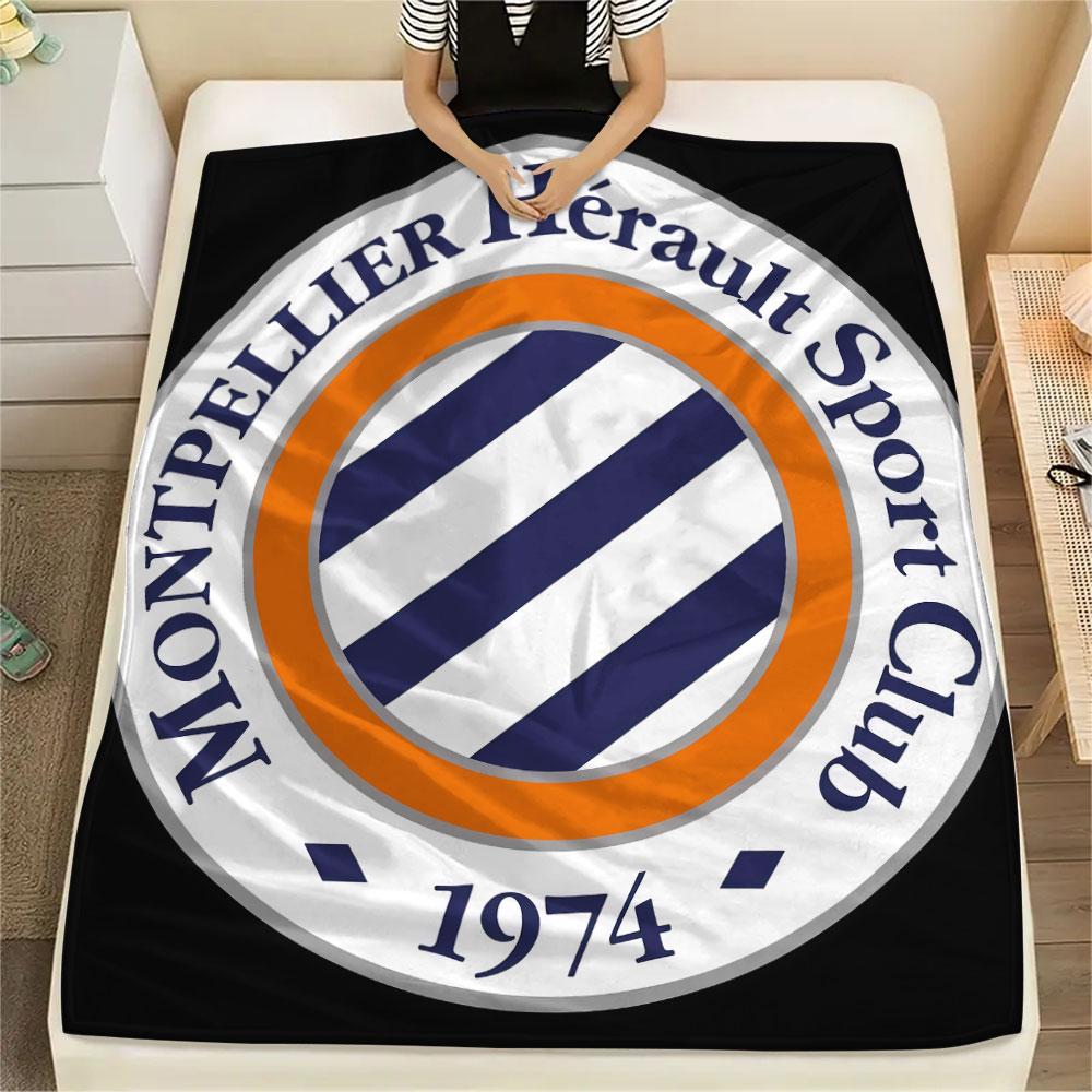 Montpellier HSC Logo FlAannel Blanket, High Quality Comfortable for All Seasons, Home Decor, Warmth and Comfort
