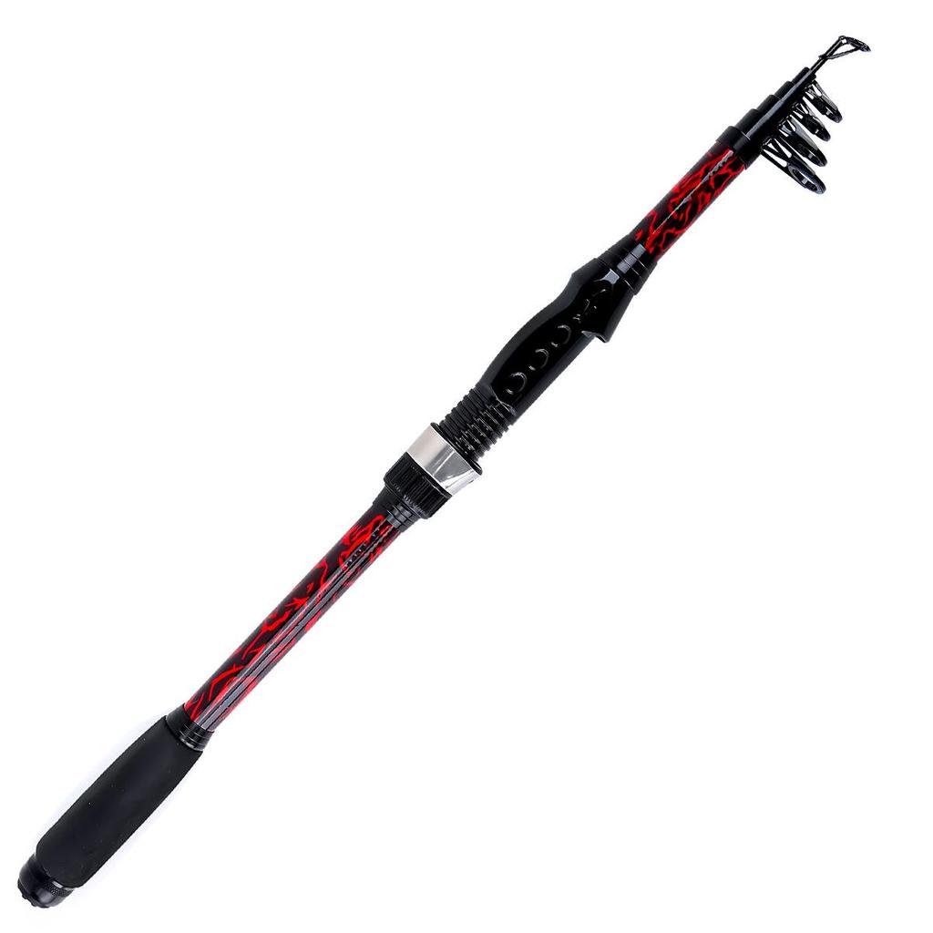 New 1.8m Telescopic Fiberglass Fishing Rod with Reel and Line - Straight Handle Lure Short Sea Rod