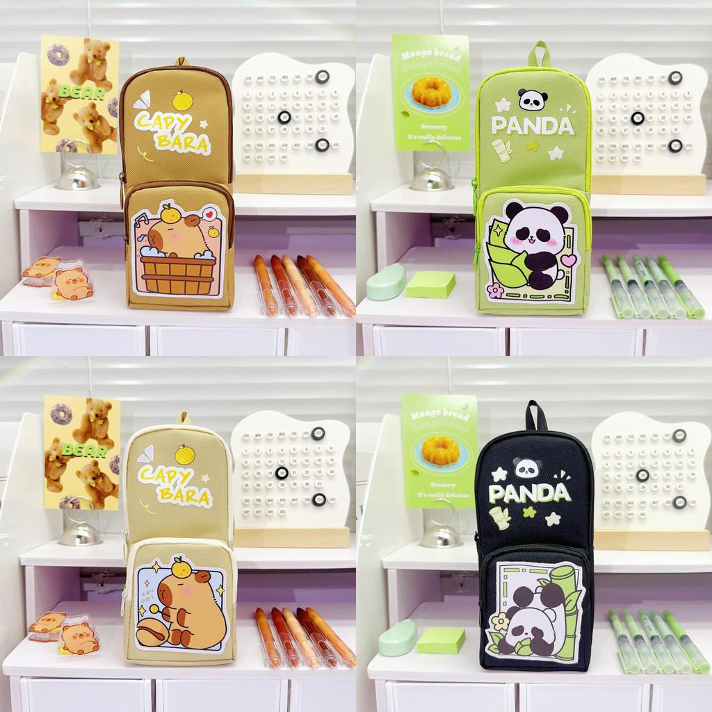 Cartoon Panda Pencil Case With Large Capacity For Students Durable Oxford Material