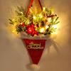 Hat Wreath LED Lighted Santa Hat Wreath with Artificial Pine