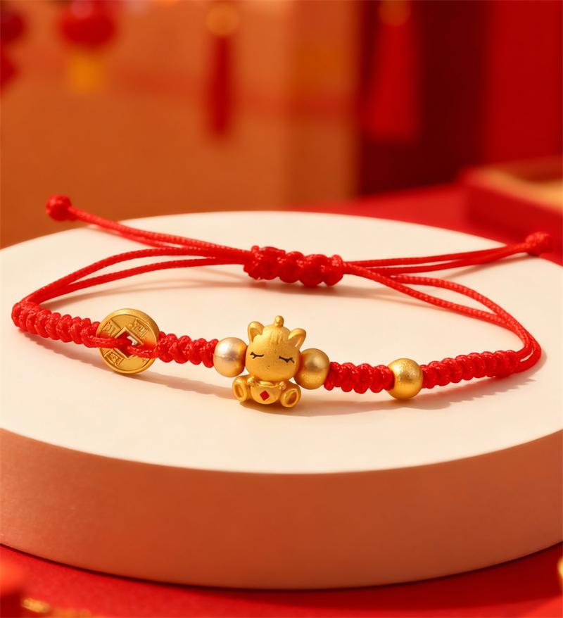 

2026 New Year Zodiac Horse Lucky Braided Rope Bracelet Red Thread String Adjustable Bracelets for Womern Men Amulet Jewelry Gift