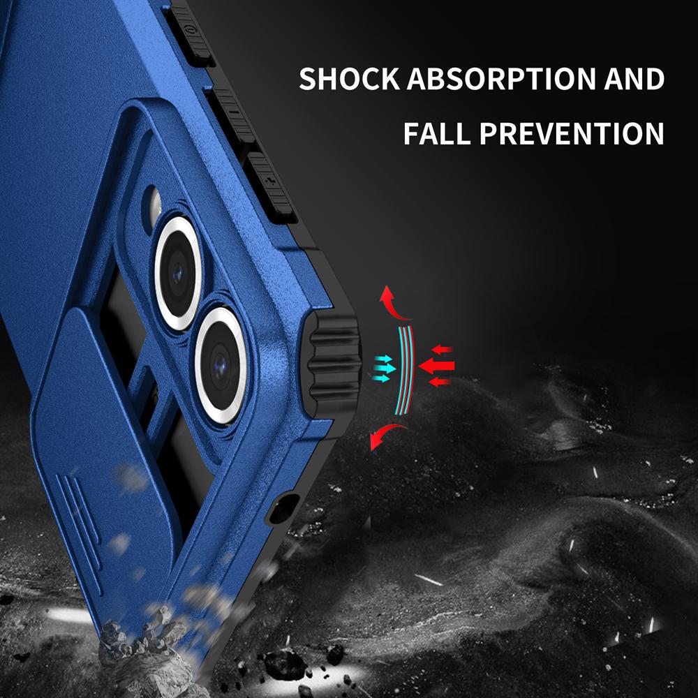 KEYSION Shockproof Armor Case for Samsung S25 Edge 5G Slide Camera Lens Protection Live Stand Phone Cover for Galaxy S25 Edge 5G