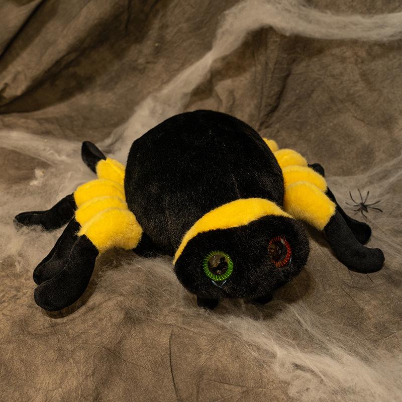 Stuffed Simulation Spider Plush Toy Soft Furry Insect Huggable Black Spider Cute Trick Props Funny Doll Great Holiday Gift