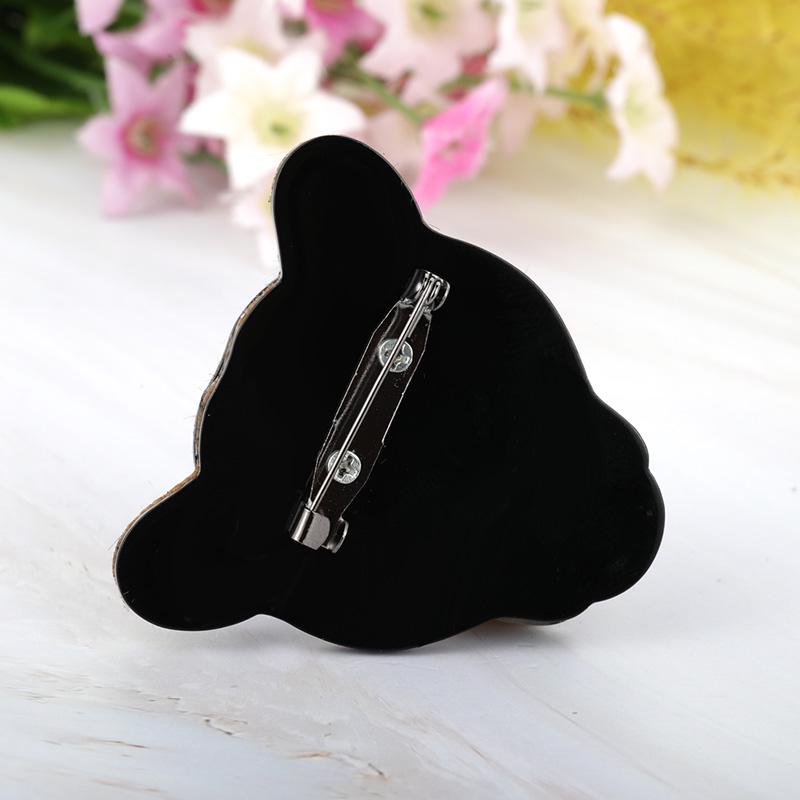 Blucome Cheetah Leopard Head Brooches Handmade Leather Acrylic Sweater Scarf Buckle Animal Brooch Pins Accessories